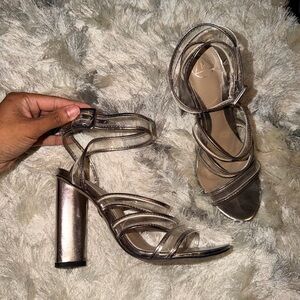 Missguided Metallic Rose Gold Strappy Block Heels